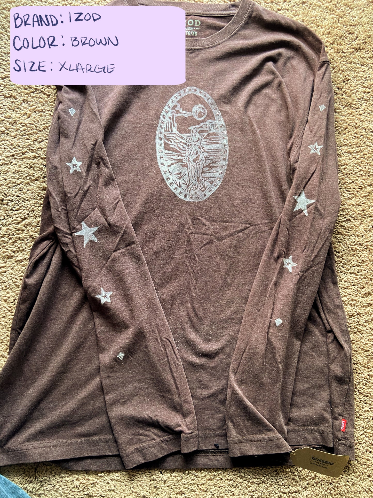 Cowboy Lino Block Design on Thrifted Clothing