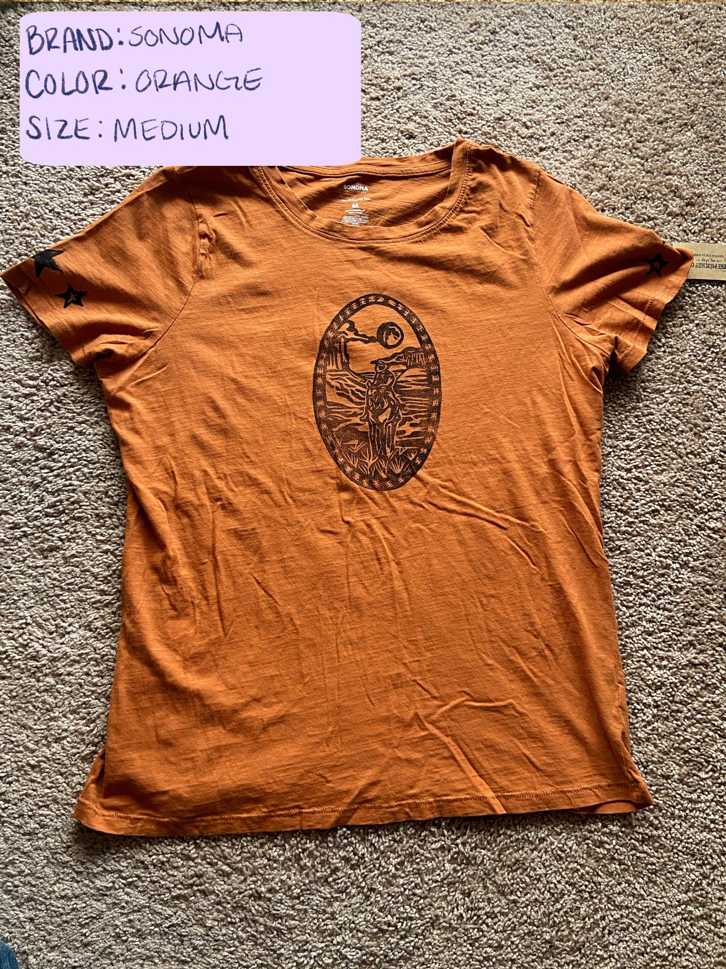 Cowboy Lino Block Design on Thrifted Clothing