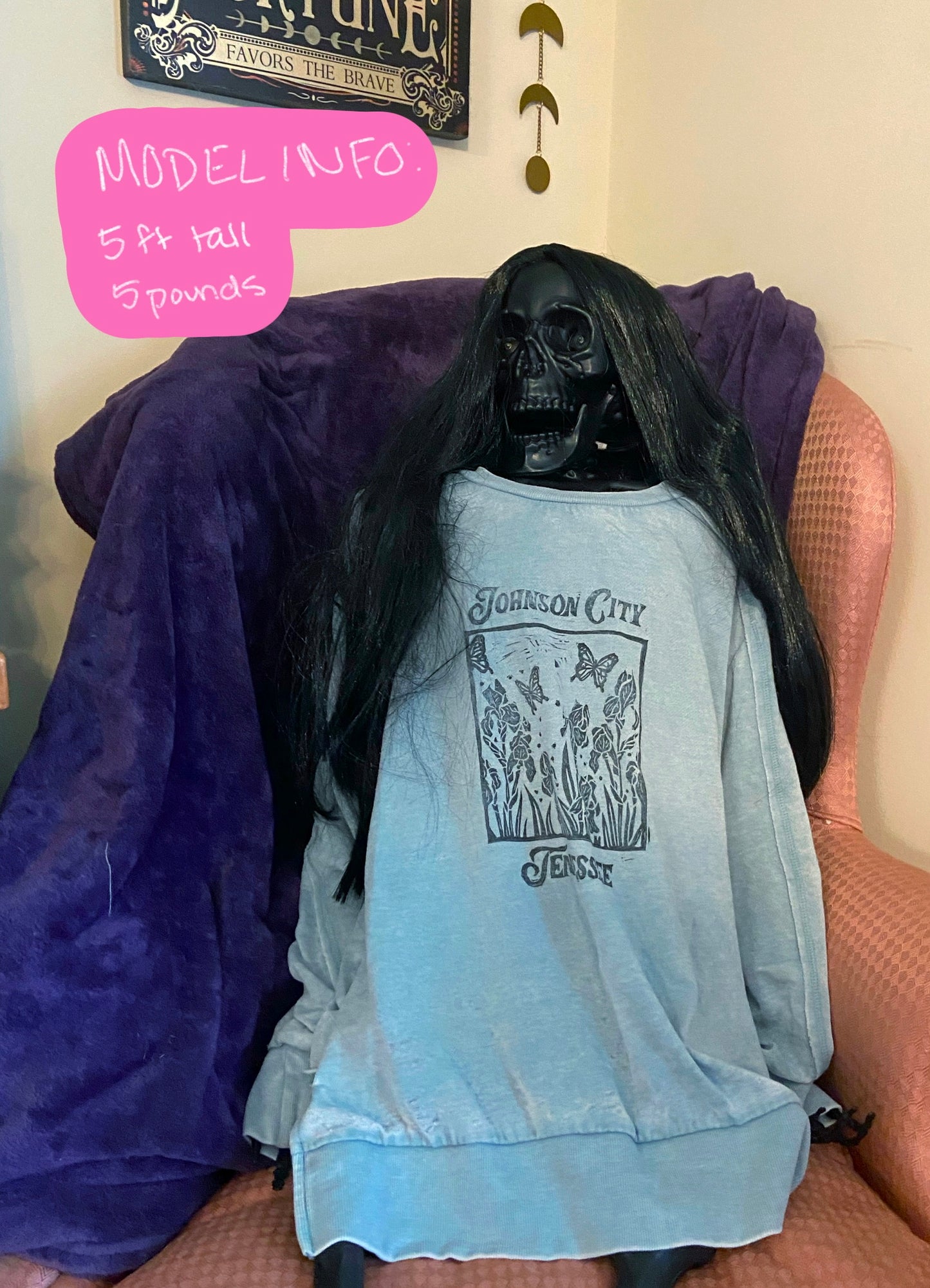 Johnson City Lino Block Design on Thrifted Clothing