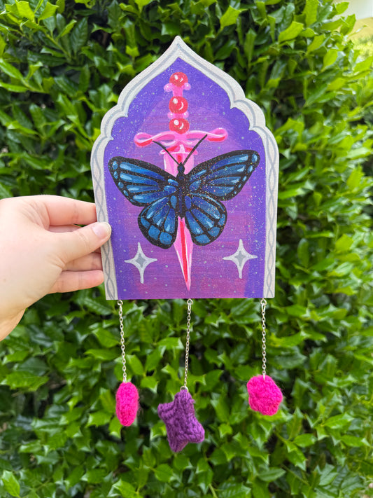 Butterfly Knife Gothic Arch Wall Hanging