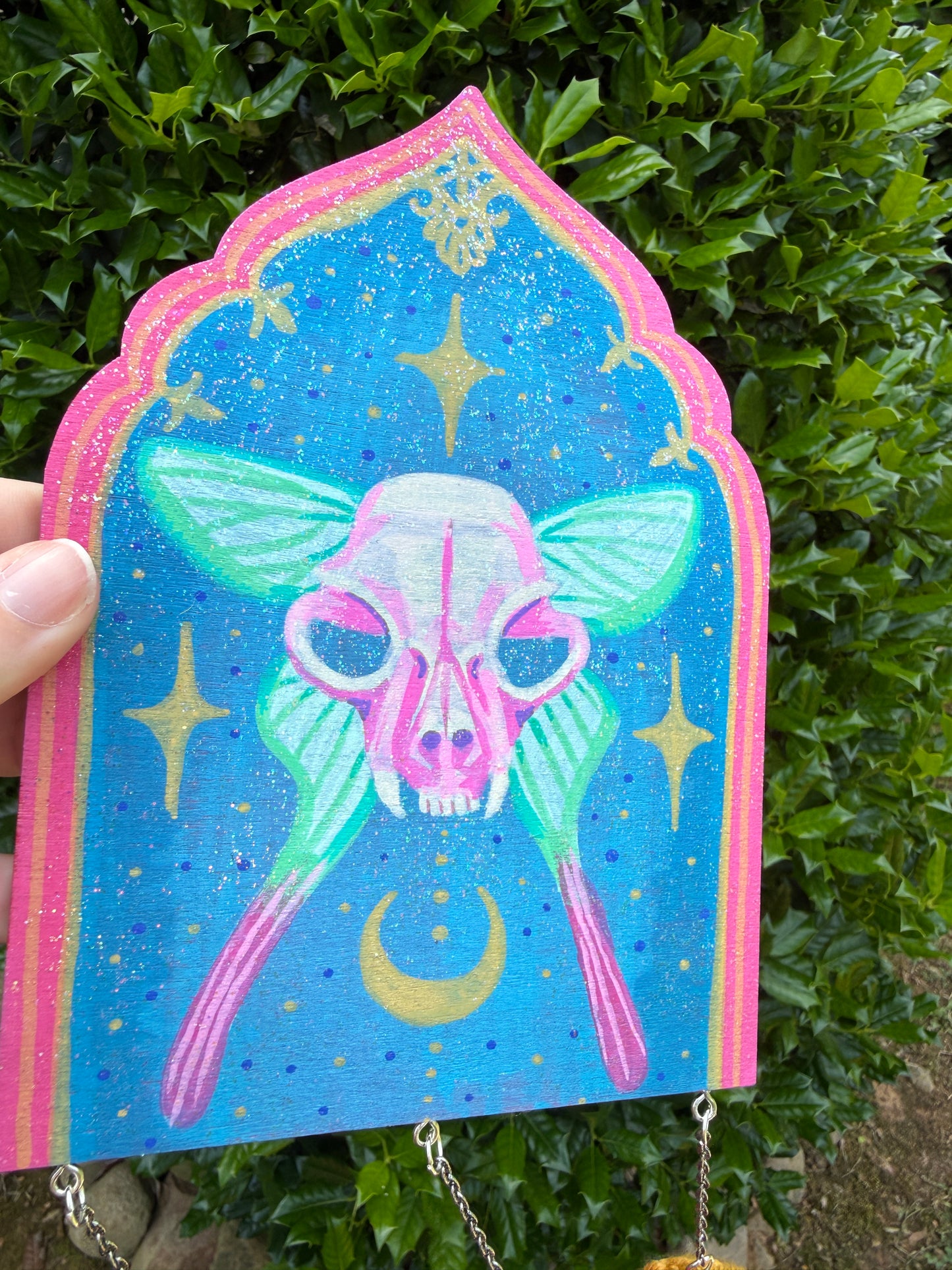 Cat Moth Gothic Arch Wall Hanging