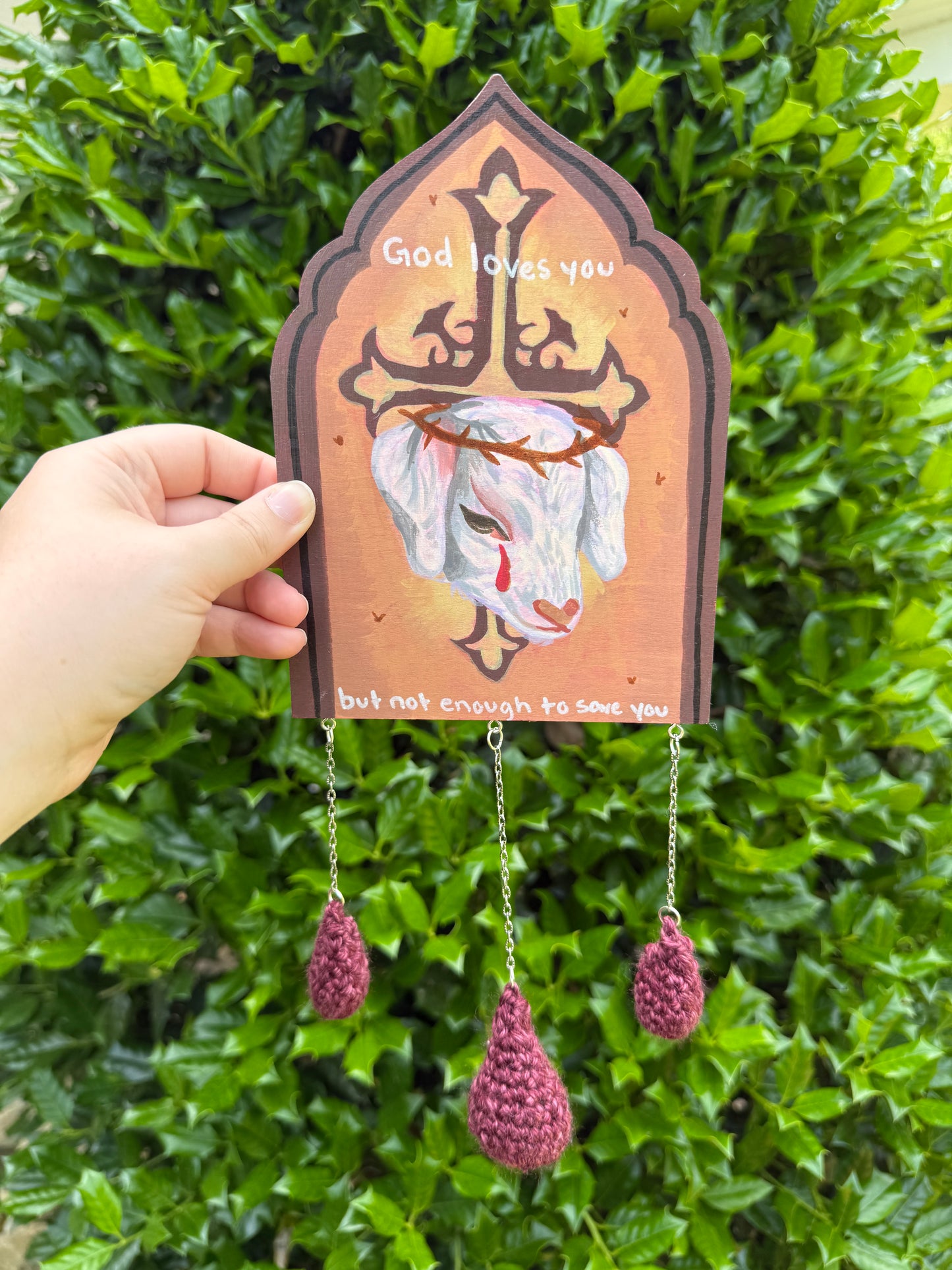 Sacrificial Cain Lamb Gothic Arch Wall Hanging