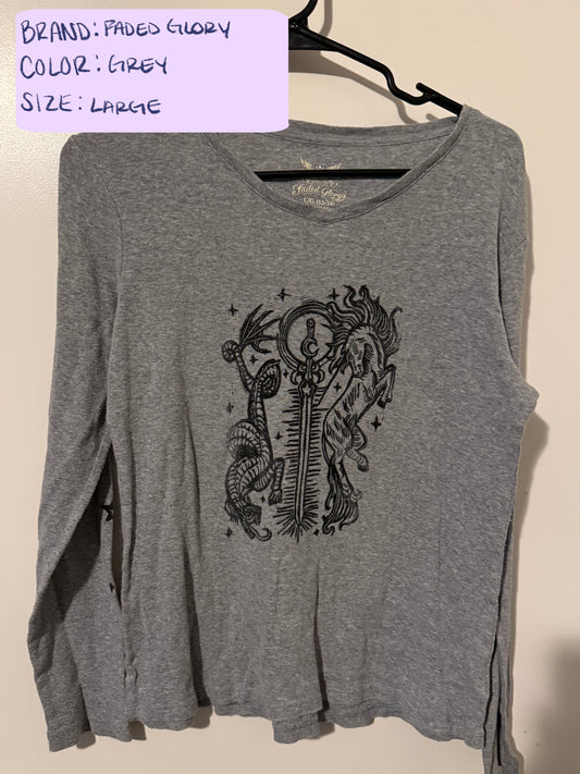 Medieval Unicorn and Dragon Lino Block Design on Thrifted Clothing