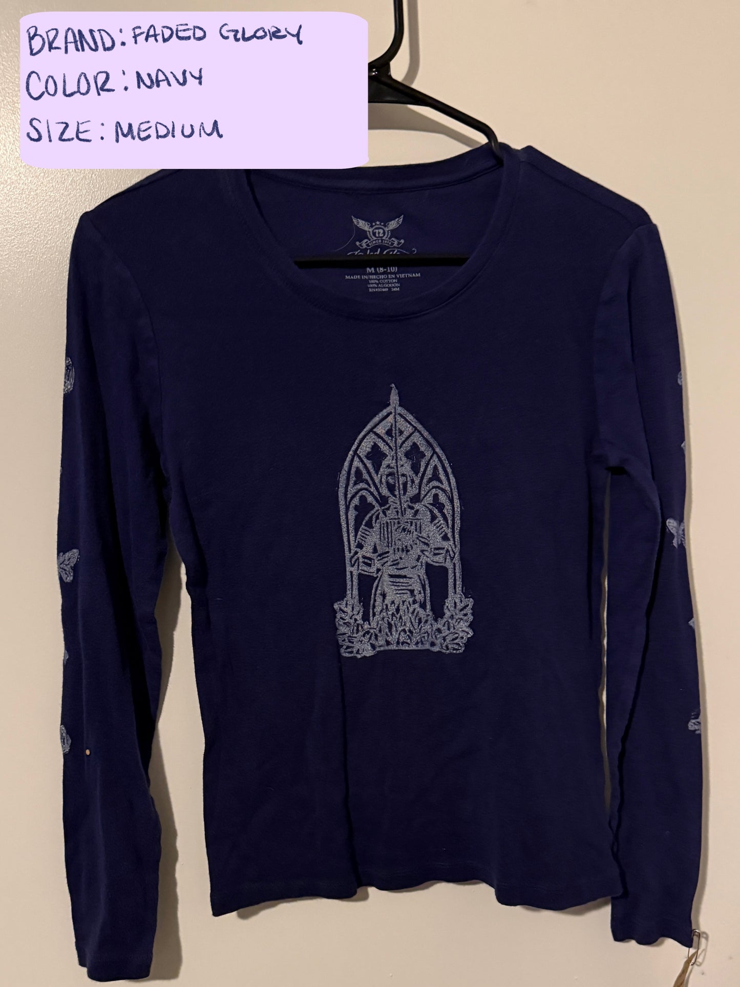 Joan of Arc Lino Block Design on Thrifted Clothing