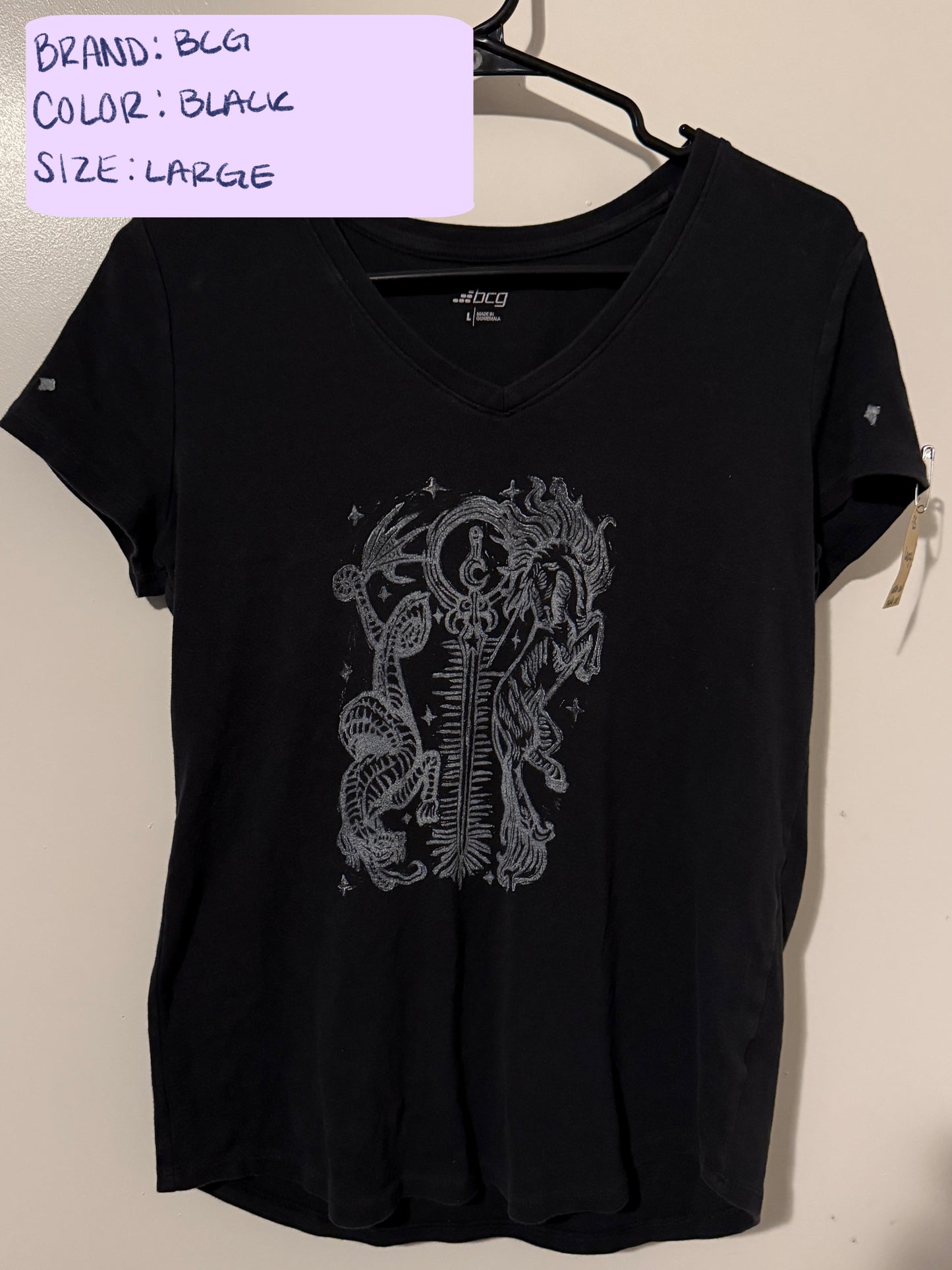 Medieval Unicorn and Dragon Lino Block Design on Thrifted Clothing