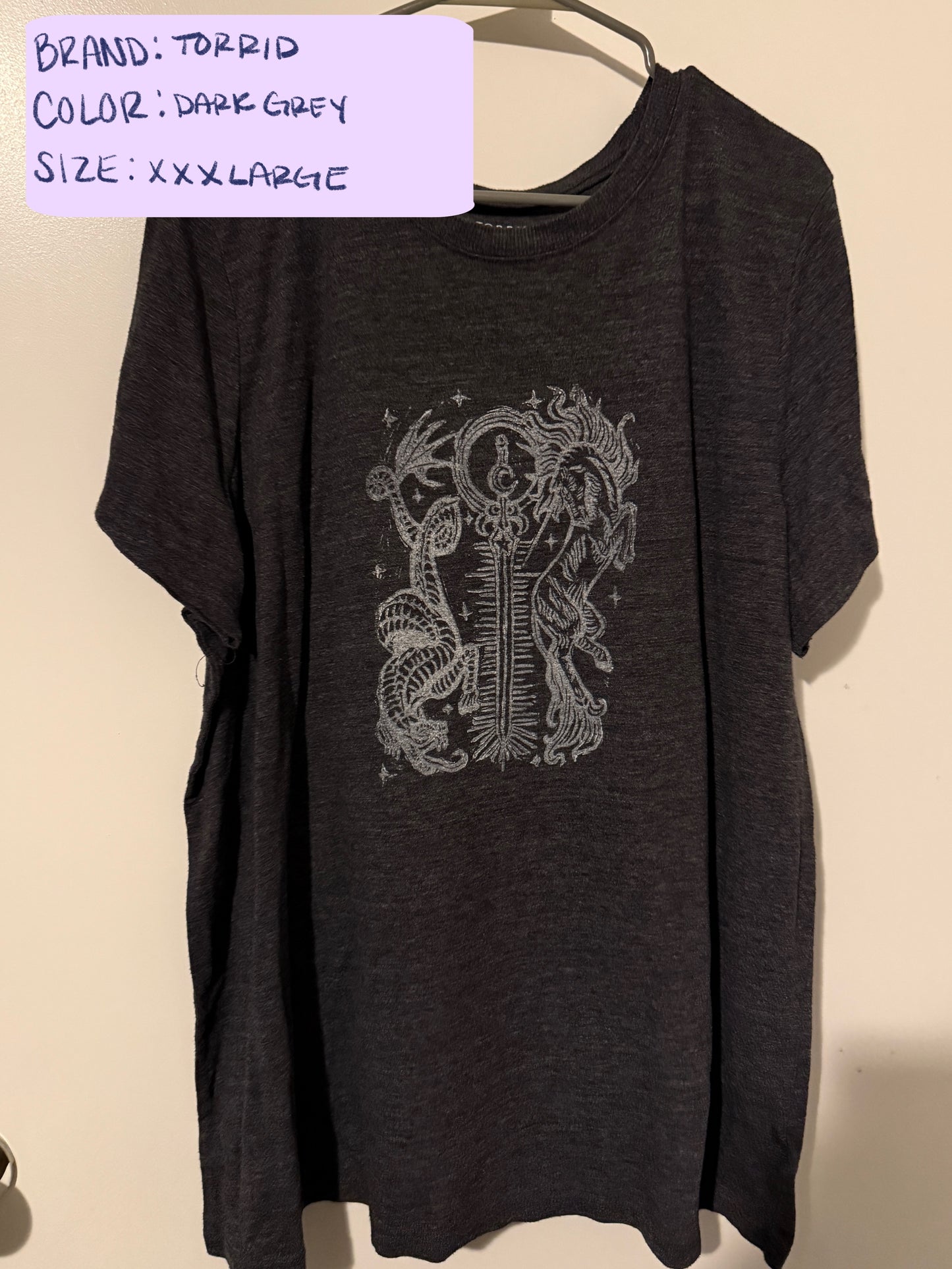 Medieval Unicorn and Dragon Lino Block Design on Thrifted Clothing